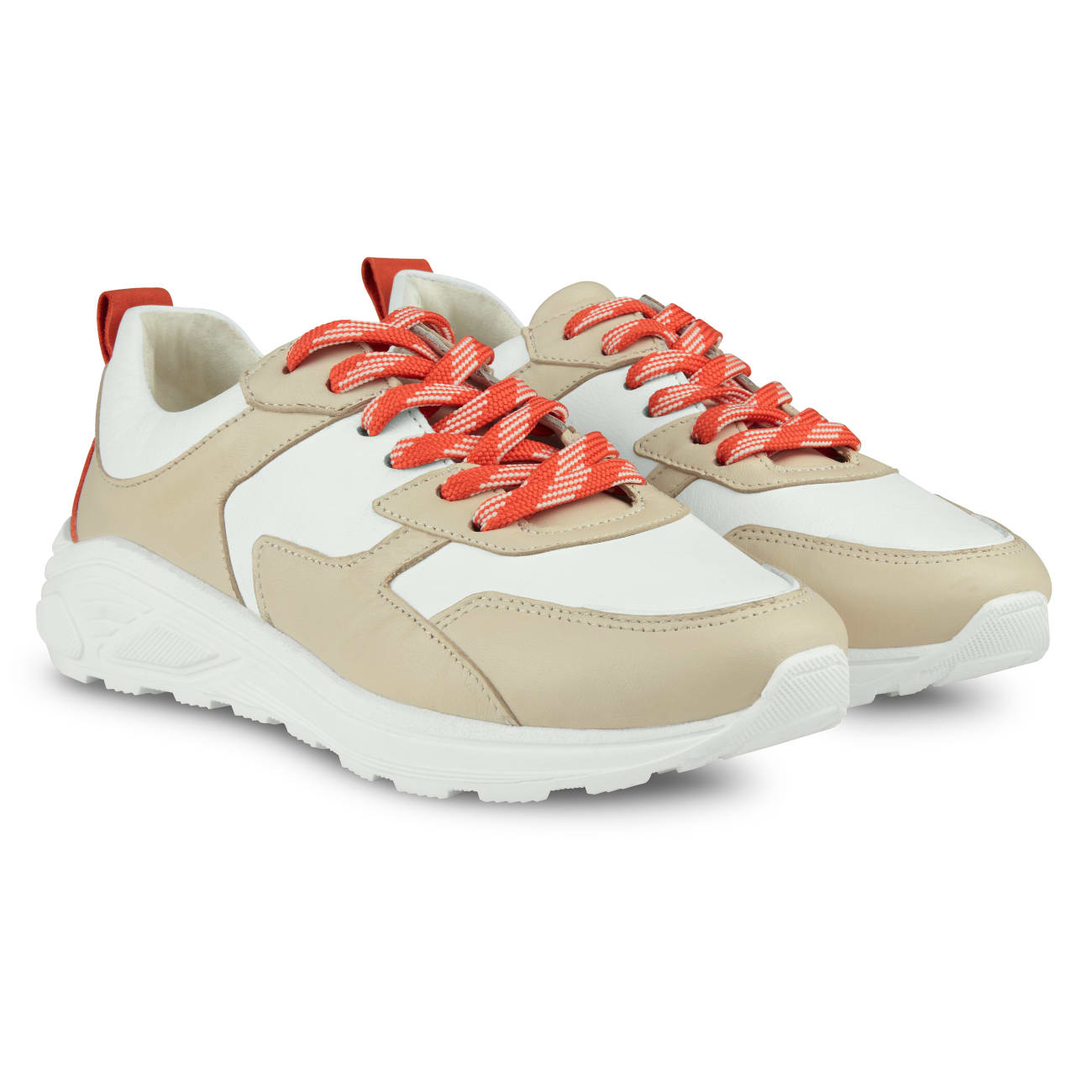 Chunky Sneaker Beige/Orange – modischer und bequemer Schuh für Hallux valgus und empfindliche Füße von LaShoe.de