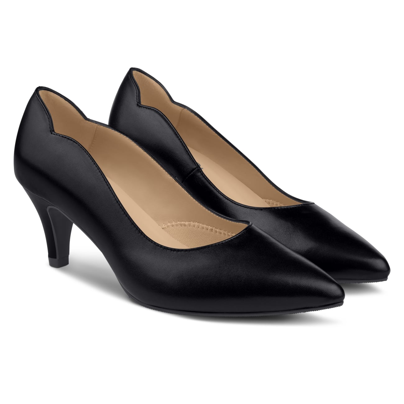 Pumps mit geschwungenem Ausschnitt Schwarz – modischer und bequemer Schuh für Hallux valgus und empfindliche Füße von LaShoe.de