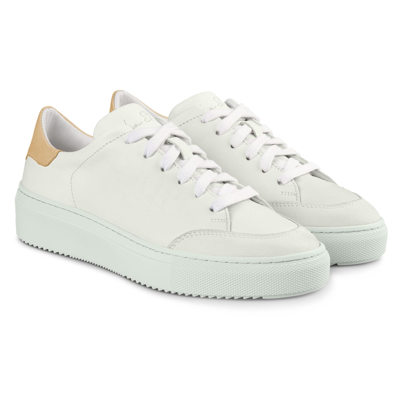 Court Sneaker Chubby Weiß/Creme – modischer und bequemer Schuh für Hallux valgus und empfindliche Füße von LaShoe.de