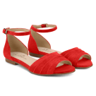 Sandale mit gefaltetem Riemchen Rot – modischer und bequemer Schuh für Hallux valgus und empfindliche Füße von LaShoe.de
