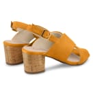 Sandalette mit Korkabsatz Senfgelb – modischer und bequemer Schuh für Hallux valgus und empfindliche Füße von LaShoe.de