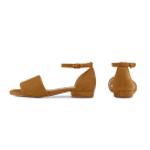 Low Heel Sandale mit Fesselriemchen Cognac – modischer und bequemer Schuh für Hallux valgus und empfindliche Füße von LaShoe.de