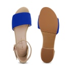 Flache Sandale Zweifarbig Beige/Royal – modischer und bequemer Schuh für Hallux valgus und empfindliche Füße von LaShoe.de