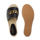 Espadrille Pantolette Gold Chain Nappa Schwarz – modischer und bequemer Schuh für Hallux valgus und empfindliche Füße von LaShoe.de