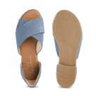 Flache Sandale mit Kreuzriemen Bleu – modischer und bequemer Schuh für Hallux valgus und empfindliche Füße von LaShoe.de