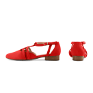 Ballerina T-Strap Rot – modischer und bequemer Schuh für Hallux valgus und empfindliche Füße von LaShoe.de