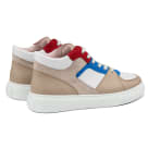 Plateau Sneaker Ankle Top Weiß/Blau/Rot – modischer und bequemer Schuh für Hallux valgus und empfindliche Füße von LaShoe.de