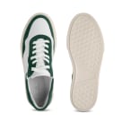 Plateau Sneaker Weiß/Dunkelgrün – modischer und bequemer Schuh für Hallux valgus und empfindliche Füße von LaShoe.de