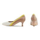 Pumps Tricolor Gelb/Creme – modischer und bequemer Schuh für Hallux valgus und empfindliche Füße von LaShoe.de