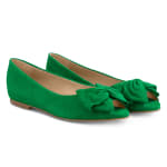 Peeptoe Ballerina mit Schleife Grün – modischer und bequemer Schuh für Hallux valgus und empfindliche Füße von LaShoe.de