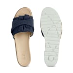 Pantolette mit Schleife Marine – modischer und bequemer Schuh für Hallux valgus und empfindliche Füße von LaShoe.de