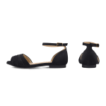 Sandale mit gefaltetem Riemchen Schwarz – modischer und bequemer Schuh für Hallux valgus und empfindliche Füße von LaShoe.de