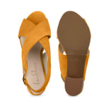 Sandalette mit Korkabsatz Senfgelb – modischer und bequemer Schuh für Hallux valgus und empfindliche Füße von LaShoe.de