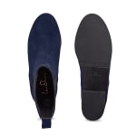 Chelsea-Stiefelette mit Welleneinsatz Marine – modischer und bequemer Schuh für Hallux valgus und empfindliche Füße von LaShoe.de