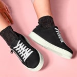 Sneaker Retro mit Zipper Schwarz – modischer und bequemer Schuh für Hallux valgus und empfindliche Füße von LaShoe.de