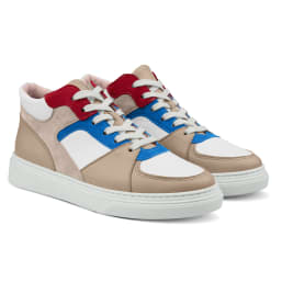 Plateau Sneaker Ankle Top Weiß/Blau/Rot