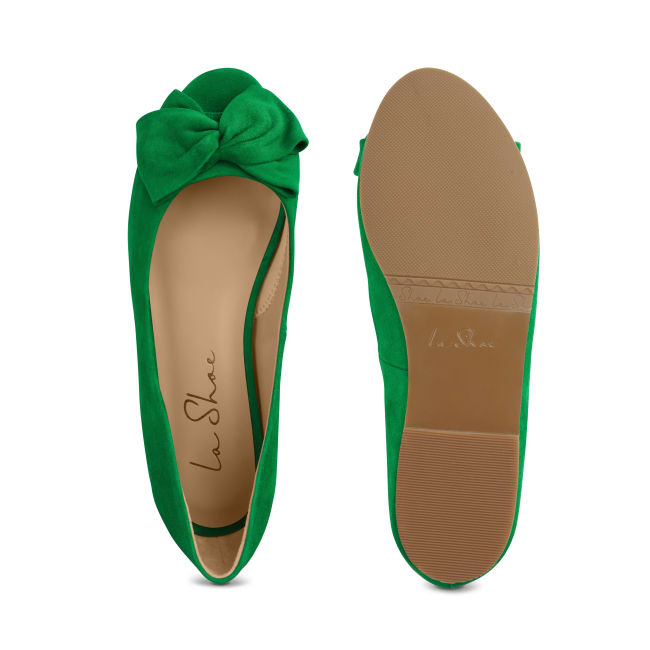 Peeptoe Ballerina mit Schleife Grün – modischer und bequemer Schuh für Hallux valgus und empfindliche Füße von LaShoe.de
