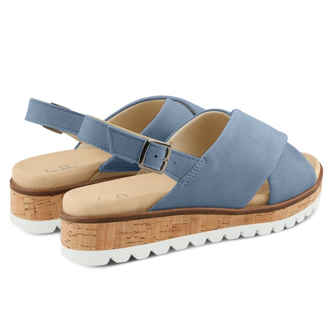 Sandale mit Kreuzriemen Hellblau – modischer und bequemer Schuh für Hallux valgus und empfindliche Füße von LaShoe.de