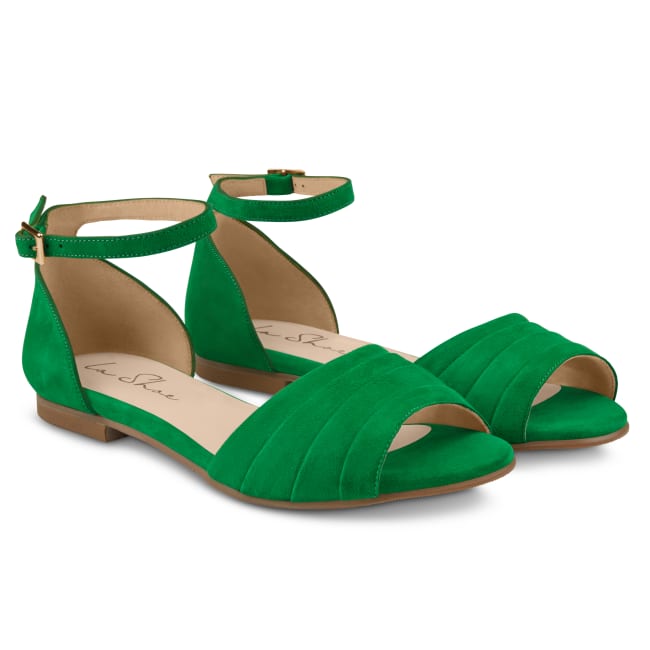 Sandale mit gefaltetem Riemchen Grün – modischer und bequemer Schuh für Hallux valgus und empfindliche Füße von LaShoe.de