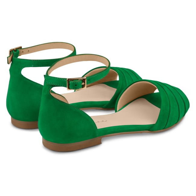 Sandale mit gefaltetem Riemchen Grün – modischer und bequemer Schuh für Hallux valgus und empfindliche Füße von LaShoe.de