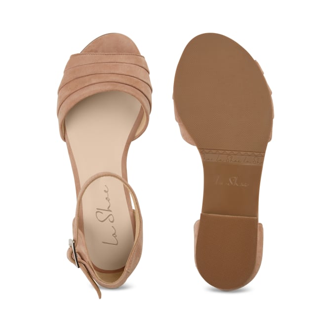 Sandale mit gefaltetem Riemchen Nude – modischer und bequemer Schuh für Hallux valgus und empfindliche Füße von LaShoe.de