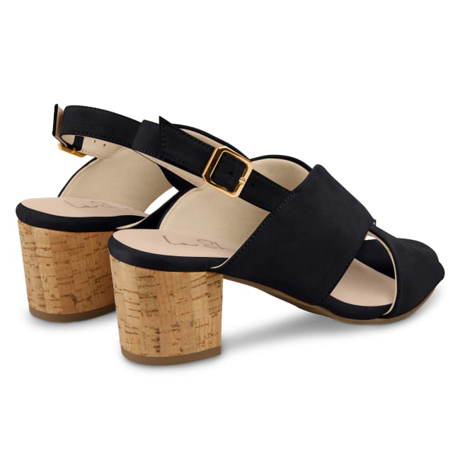 Sandalette mit Korkabsatz Schwarz – modischer und bequemer Schuh für Hallux valgus und empfindliche Füße von LaShoe.de