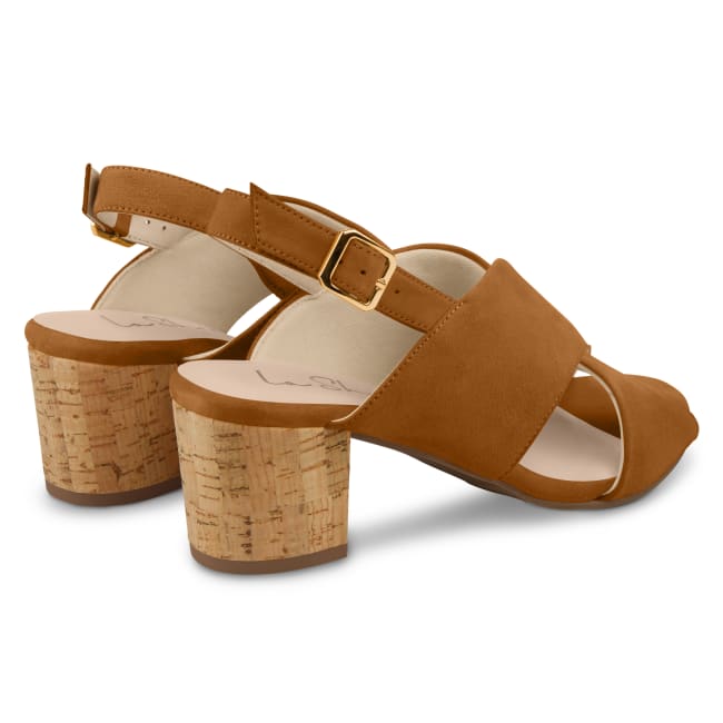 Sandalette mit Korkabsatz Cognac – modischer und bequemer Schuh für Hallux valgus und empfindliche Füße von LaShoe.de