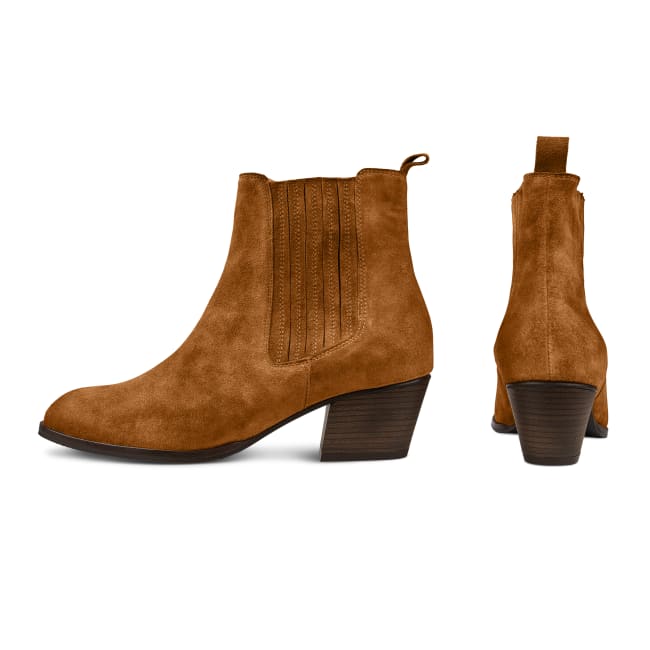 Western-Stiefelette Chelsea Style Cognac – modischer und bequemer Schuh für Hallux valgus und empfindliche Füße von LaShoe.de