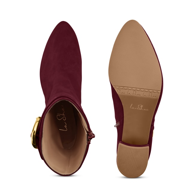 Stiefelette mit großer Schnalle Bordeaux – modischer und bequemer Schuh für Hallux valgus und empfindliche Füße von LaShoe.de