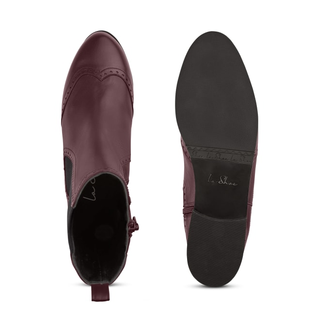 Chelsea-Stiefelette mit Lochmuster Bordeaux – modischer und bequemer Schuh für Hallux valgus und empfindliche Füße von LaShoe.de