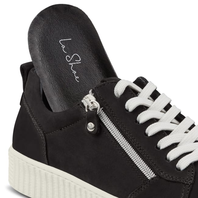 Sneaker Retro mit Zipper Schwarz – modischer und bequemer Schuh für Hallux valgus und empfindliche Füße von LaShoe.de