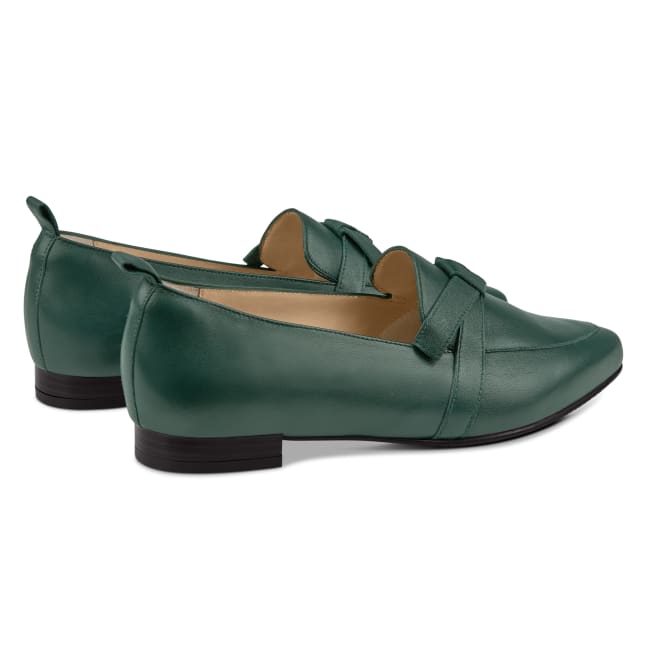 Loafer Spitz mit Schleifendetail Dunkelgrün – modischer und bequemer Schuh für Hallux valgus und empfindliche Füße von LaShoe.de