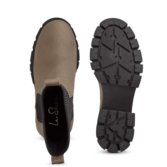 Chunky Chelsea mit Rippeinsatz Taupe – modischer und bequemer Schuh für Hallux valgus und empfindliche Füße von LaShoe.de