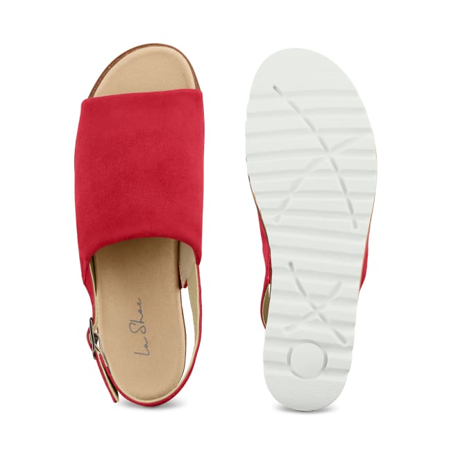 Sandale Kork Plateau Rot – modischer und bequemer Schuh für Hallux valgus und empfindliche Füße von LaShoe.de