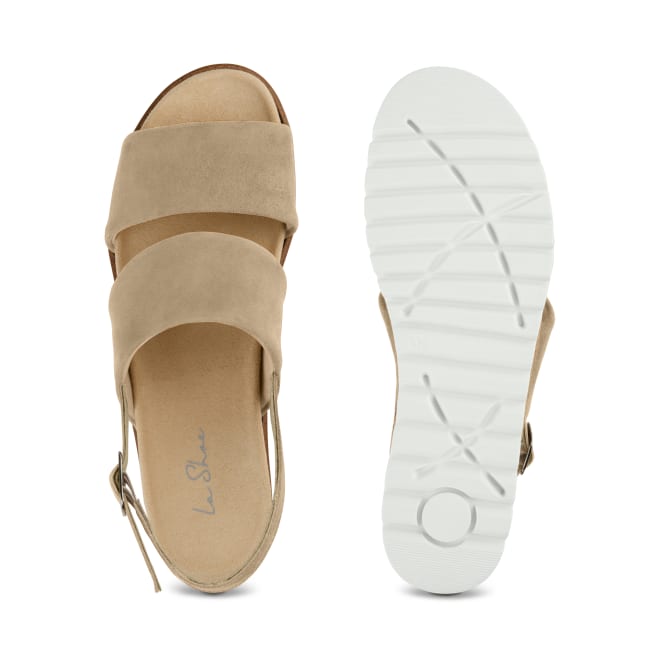 Sandale mit Doppelriemen Beige – modischer und bequemer Schuh für Hallux valgus und empfindliche Füße von LaShoe.de