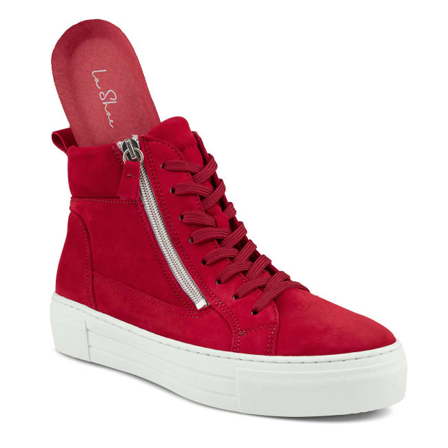 High Top Sneaker mit Zipper Rot – modischer und bequemer Schuh für Hallux valgus und empfindliche Füße von LaShoe.de