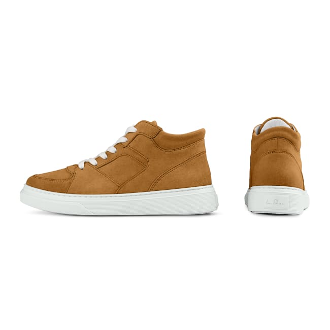 Plateau Sneaker Ankle Top Cognac – modischer und bequemer Schuh für Hallux valgus und empfindliche Füße von LaShoe.de