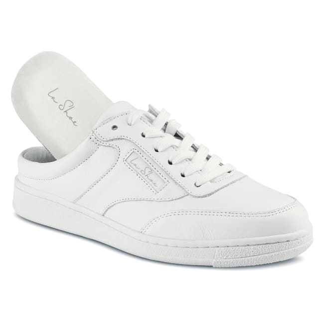 Mule Sneaker Tennis Style Weiß – modischer und bequemer Schuh für Hallux valgus und empfindliche Füße von LaShoe.de