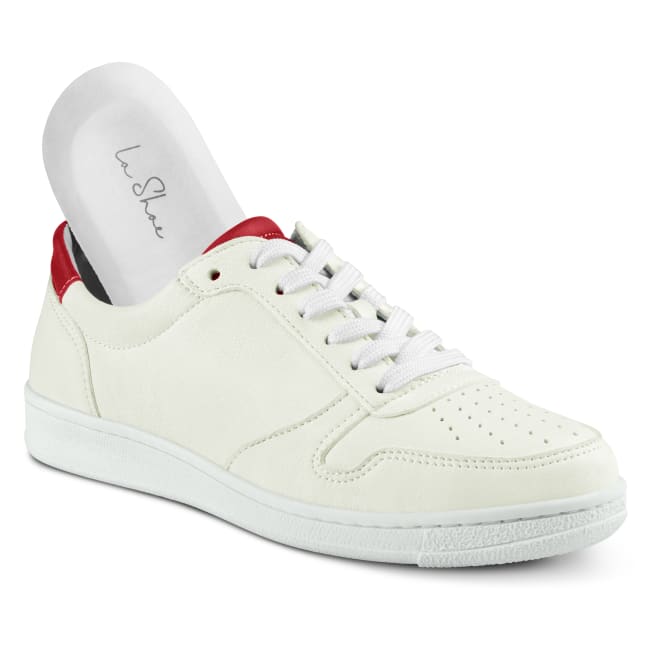 Conscious Sneaker Creme/Rot – modischer und bequemer Schuh für Hallux valgus und empfindliche Füße von LaShoe.de