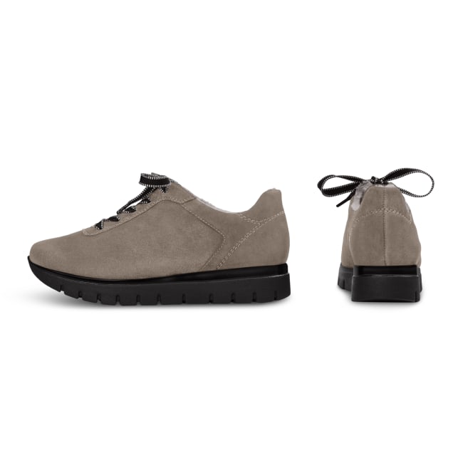 Premium Sneaker mit Lammfell Taupe – modischer und bequemer Schuh für Hallux valgus und empfindliche Füße von LaShoe.de