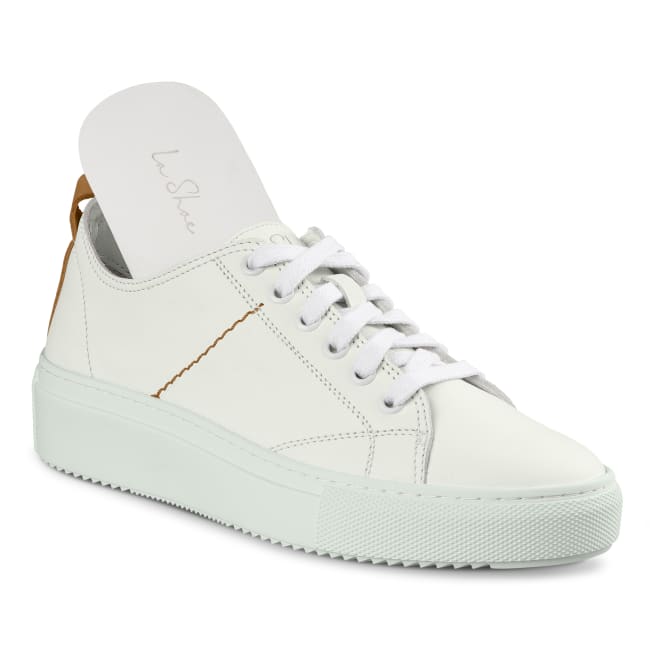 Court Sneaker Colour Stitch Weiß/Cognac – modischer und bequemer Schuh für Hallux valgus und empfindliche Füße von LaShoe.de