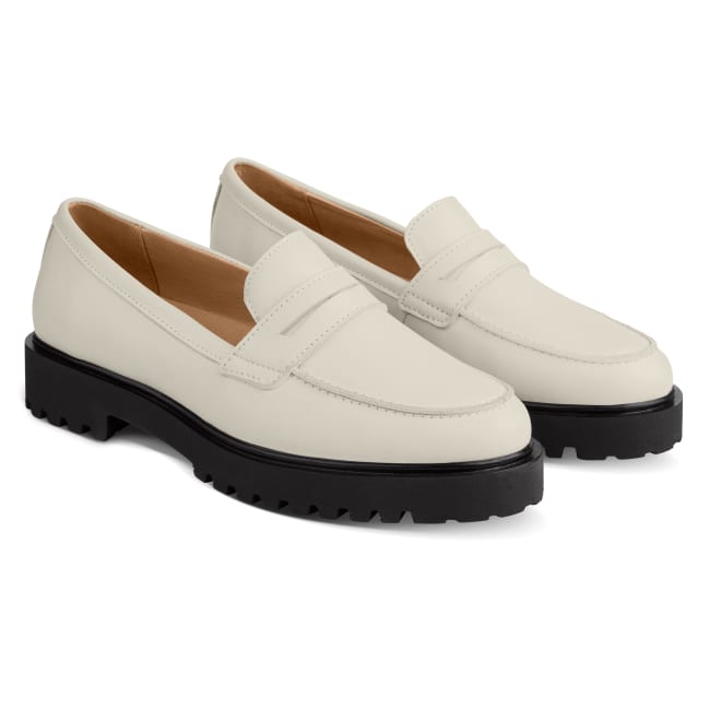 Kontrast Loafer Weiß/Schwarz – modischer und bequemer Schuh für Hallux valgus und empfindliche Füße von LaShoe.de
