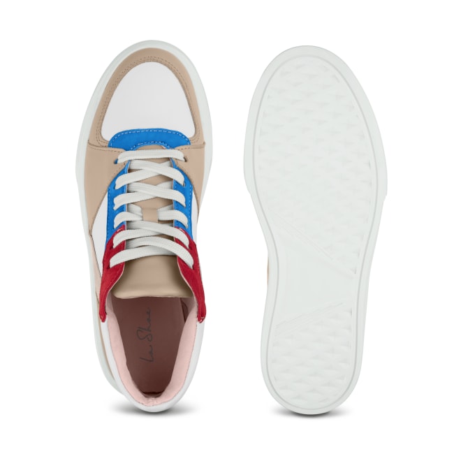 Plateau Sneaker Ankle Top Weiß/Blau/Rot – modischer und bequemer Schuh für Hallux valgus und empfindliche Füße von LaShoe.de