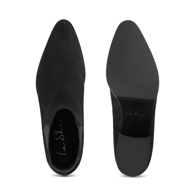 V-Shape Chelsea Velours Schwarz – modischer und bequemer Schuh für Hallux valgus und empfindliche Füße von LaShoe.de