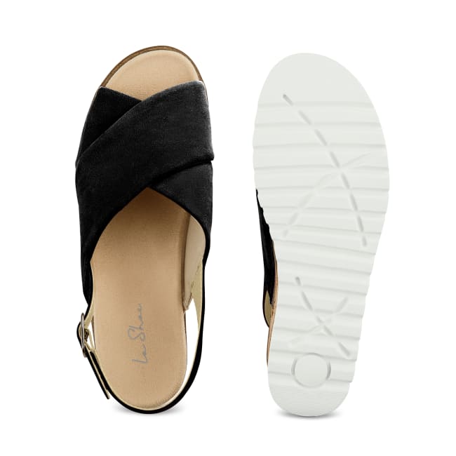 Sandale mit Kreuzriemen Schwarz – modischer und bequemer Schuh für Hallux valgus und empfindliche Füße von LaShoe.de
