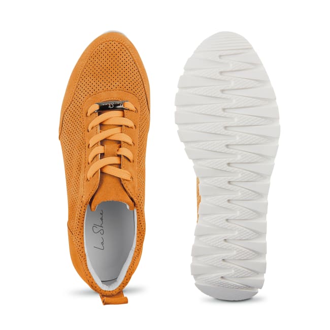Sneaker Leder Classic Orange – modischer und bequemer Schuh für Hallux valgus und empfindliche Füße von LaShoe.de