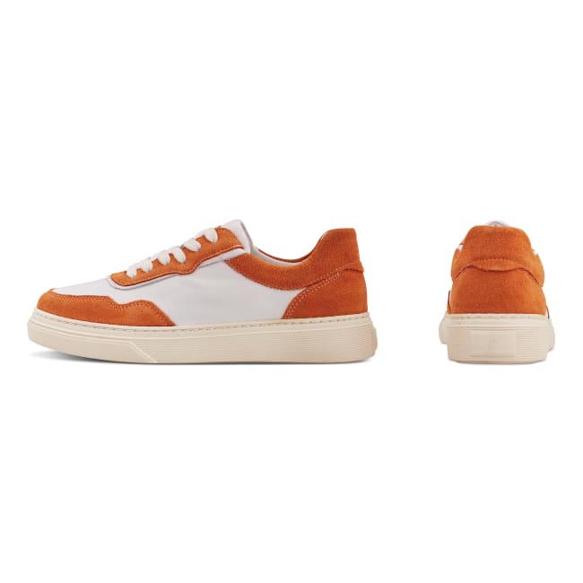 Plateau Sneaker Orange/Weiß 37 – modischer und bequemer Schuh für Hallux valgus und empfindliche Füße von LaShoe.de
