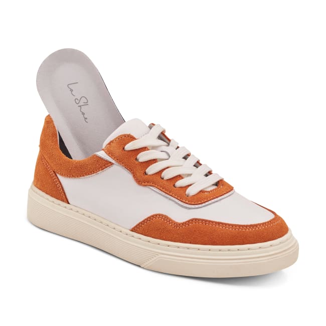 Plateau Sneaker Orange/Weiß – modischer und bequemer Schuh für Hallux valgus und empfindliche Füße von LaShoe.de